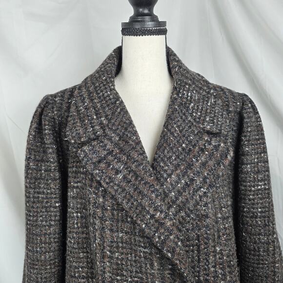 VTG Dani Colby Brown Tweed Wool Blend Coat Women 24W Double Breasted Winter - Picture 5 of 12